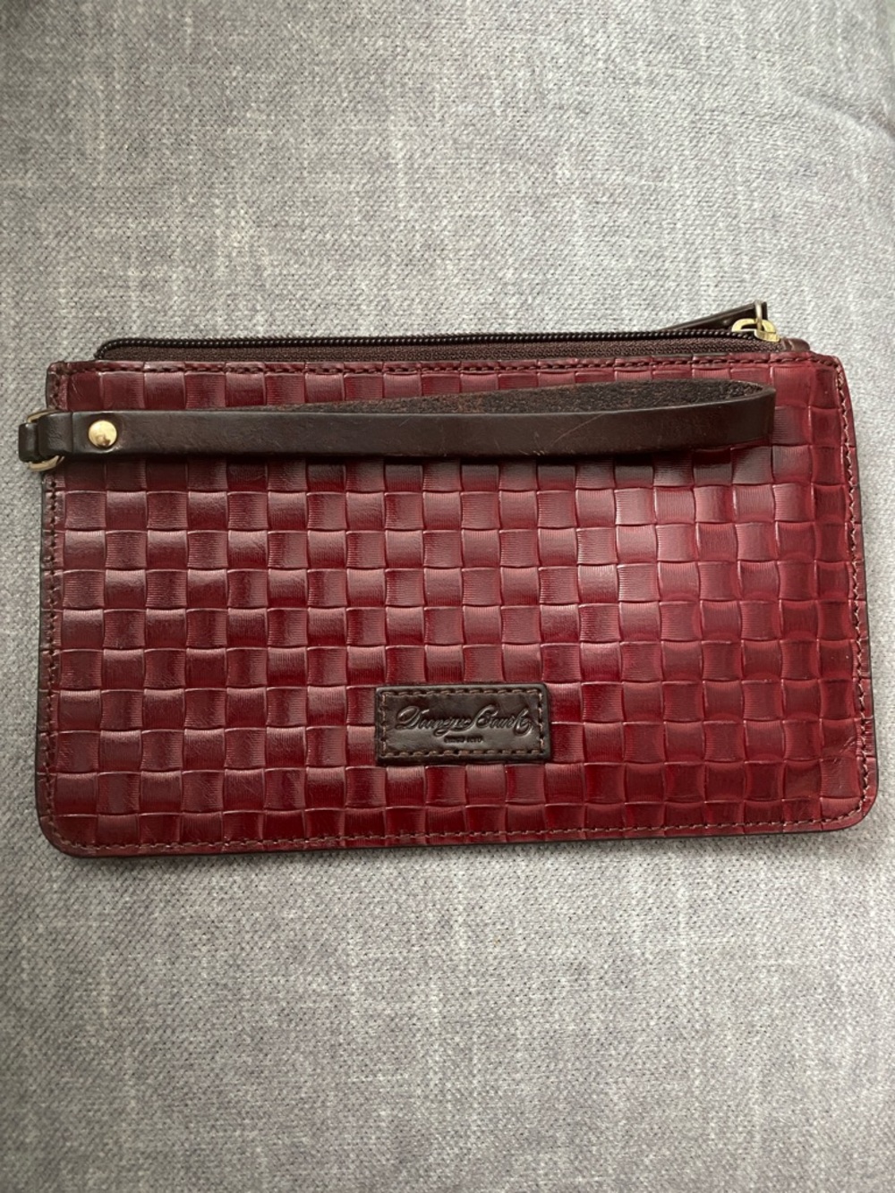Dooney & Bourke Woven Leather Wristlet - Burgundy